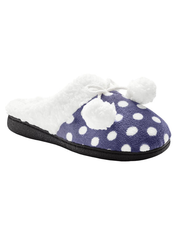 Chaussons mules polaires imprimées pois (marine) Chaussons mules polaires imprimées pois (marine)